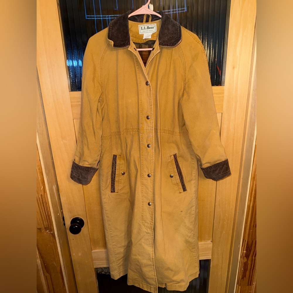Vtg 70's LL Bean Aztec Trench Coat MADE IN USA WOOL Blanket Lined  Small Petite